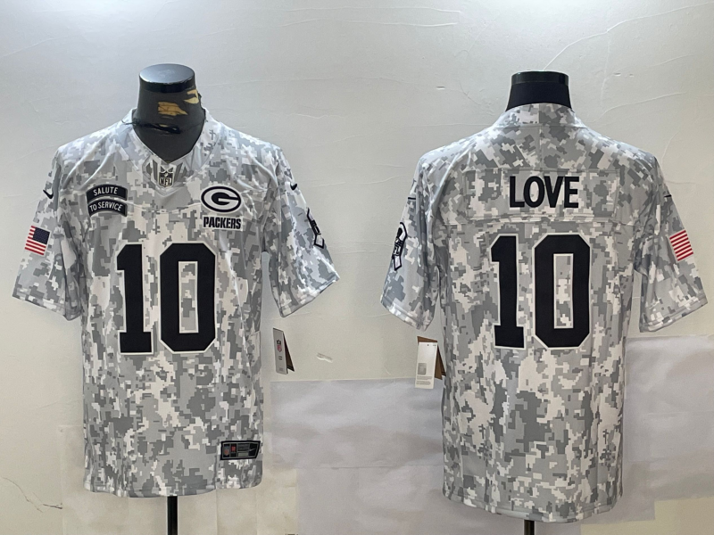 Men's Green Bay Packers Jordan Love #10 Arctic Camo 2024 Salute to Service Limited Jersey